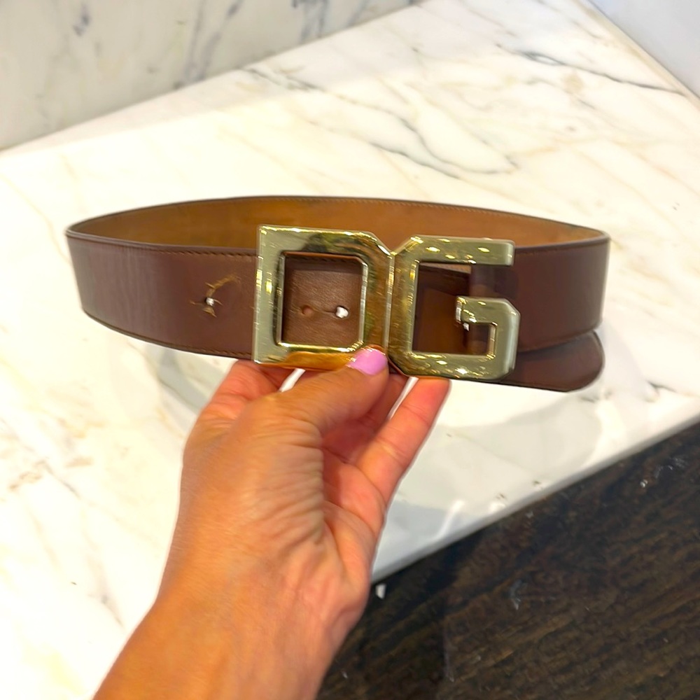 authentic DG belt in brown leather and gold buckle